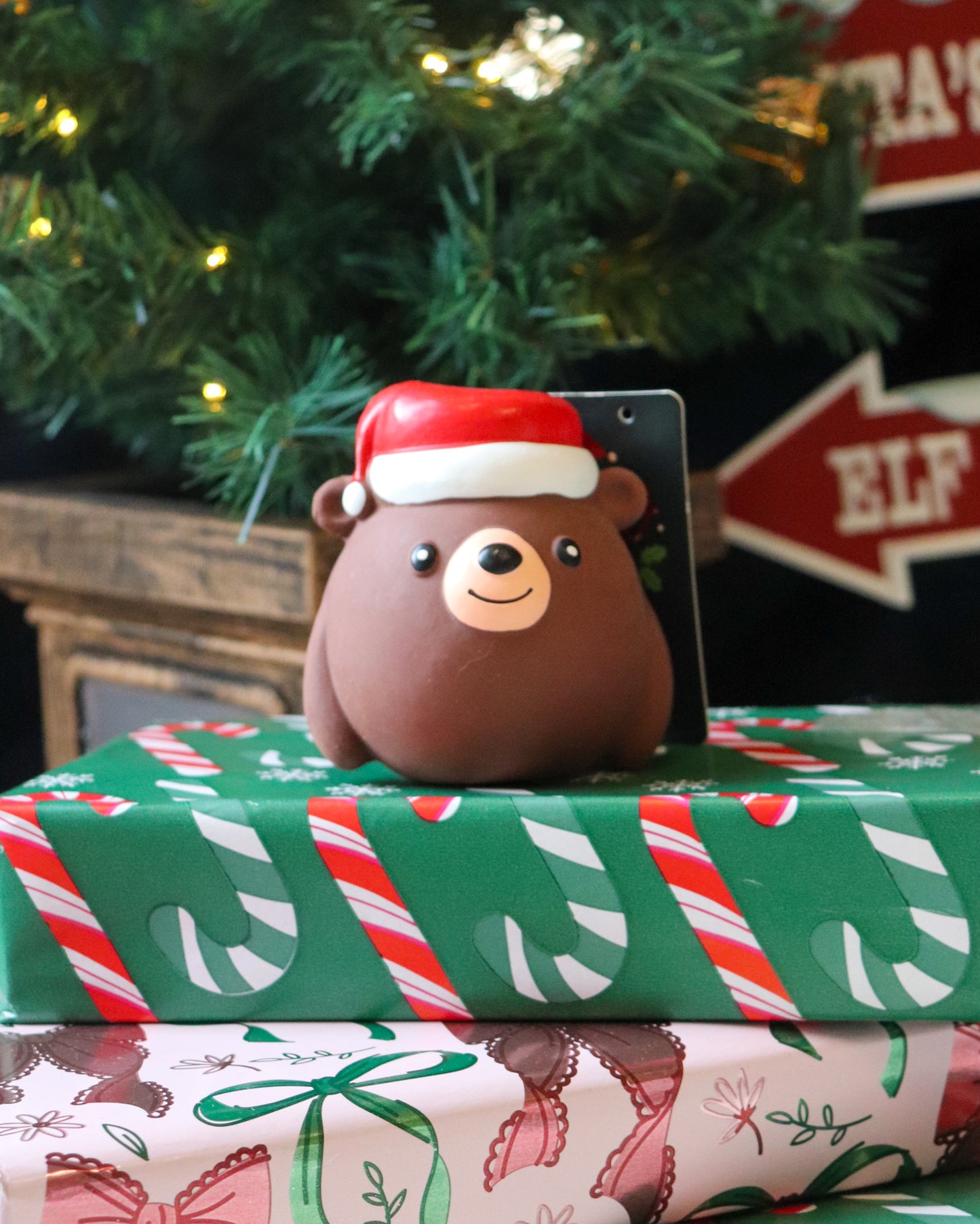 SANTA BEAR SQUEAKY LATEX TOY