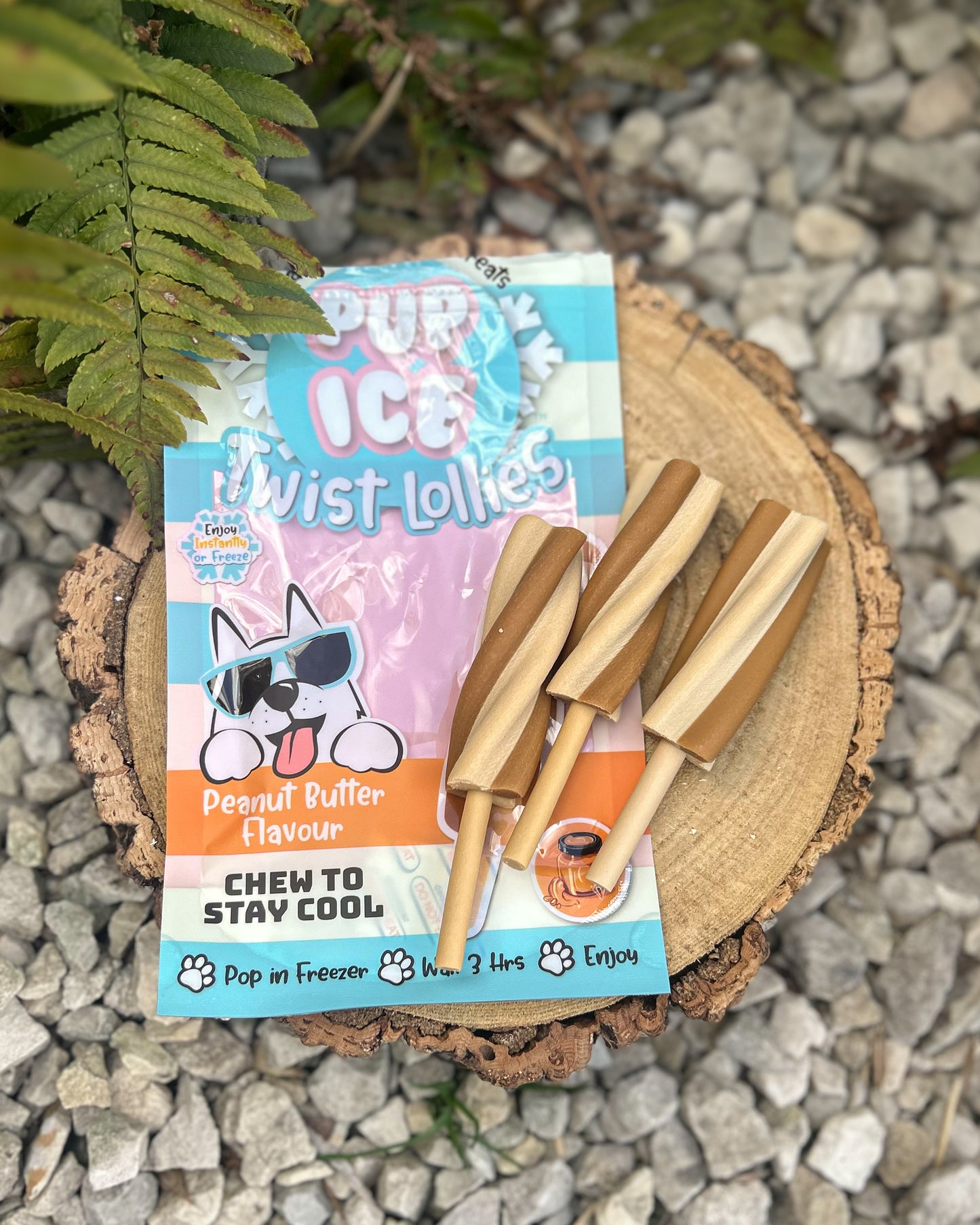 PUP ICE PEANUT BUTTRR TWIST LOLLIES (3 LOLLY PK - CONTAINS CHICKEN)