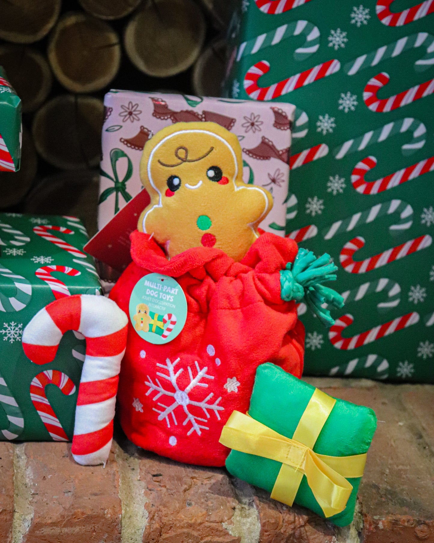 HUGSMART CHRISTMAS GIFT BURROW BAG HAPPY WOOFMAS PLUSH TOY