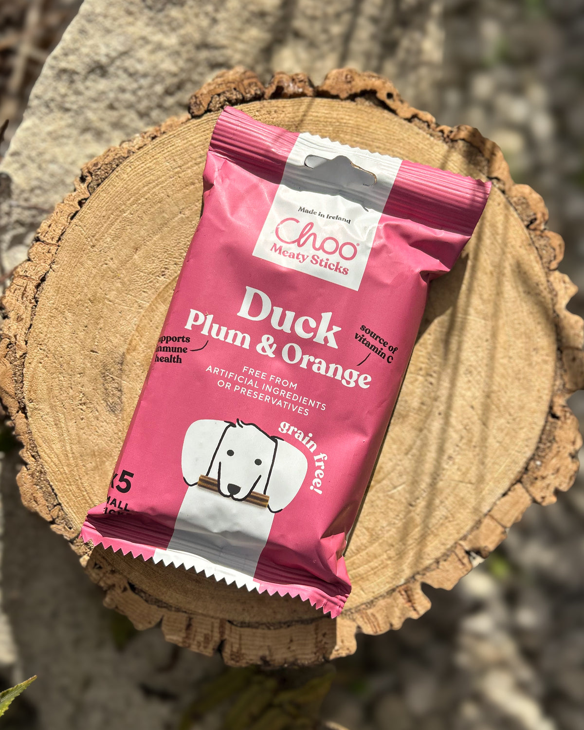 CHOO GRAIN FREE MEATY STICKS DUCK, PLUM ORANGE 5 PACK