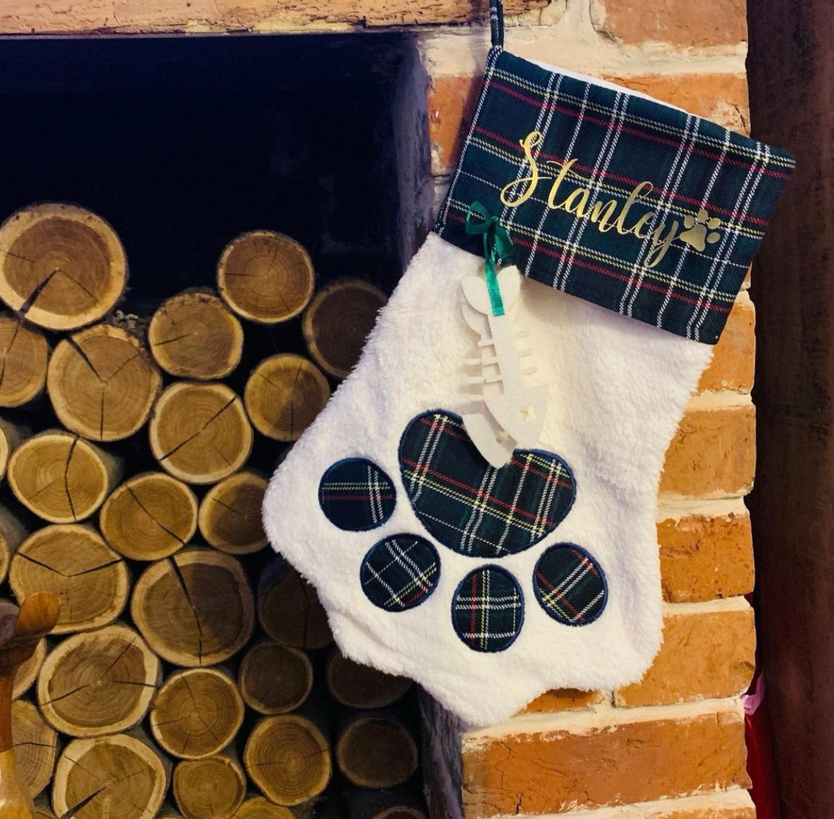 DOG / CAT PERSONALISED FLUFFY CHRISTMAS STOCKING