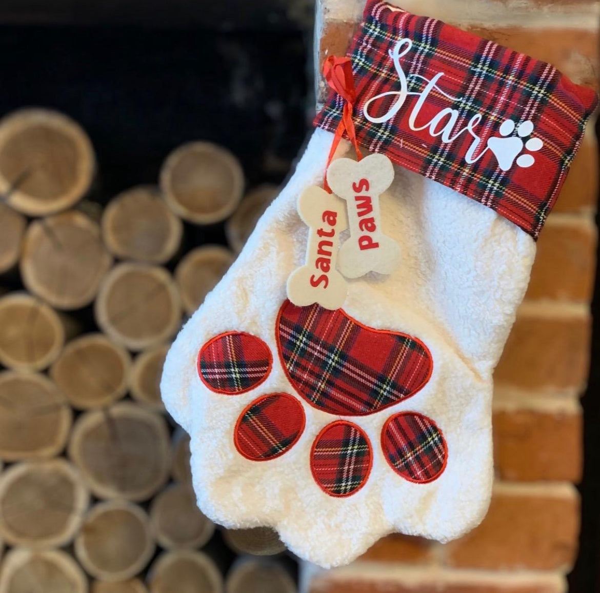 DOG / CAT PERSONALISED FLUFFY CHRISTMAS STOCKING