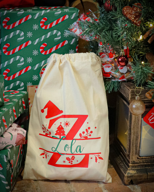 PRE ORDER - VINTAGE INITIAL PERSONALISED CHRISTMAS ADVENT BAGS  12 & 25 DAY