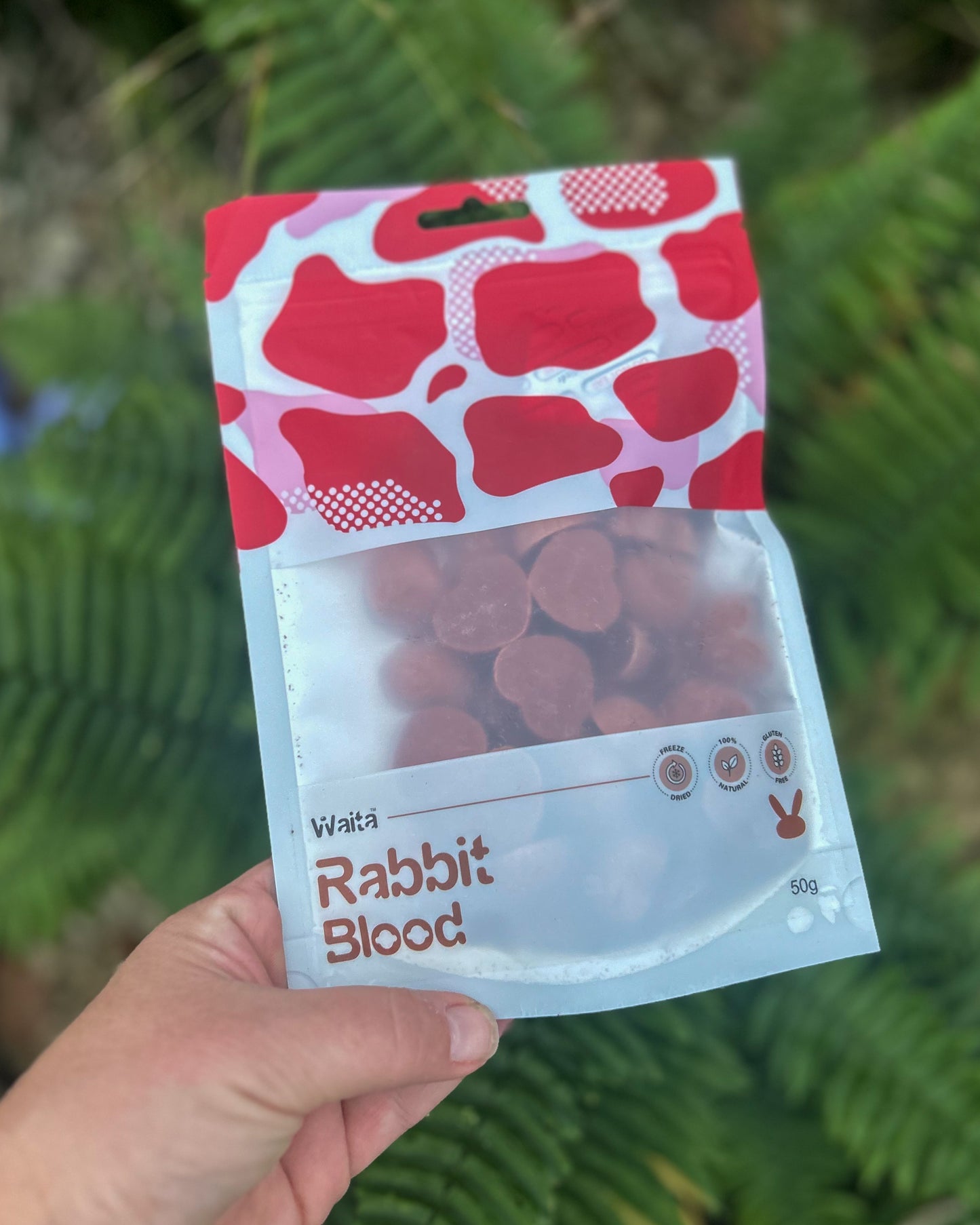 WAITA FREEZE DRIED RABBIT BLOOD HEARTS 50g