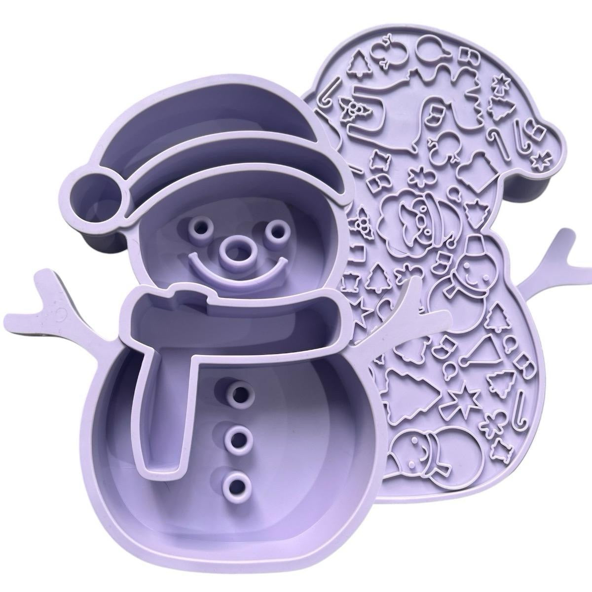 SNOWMAN 2 IN 1 SILICON SLOW FEEDER / LICK MAT ENRICHMENT BOWL