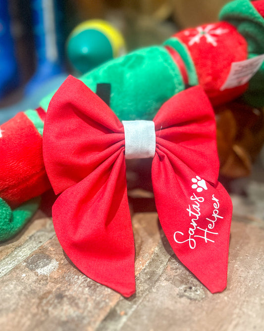 SANTAS HELPER RED & WHITE SAILOR BOW