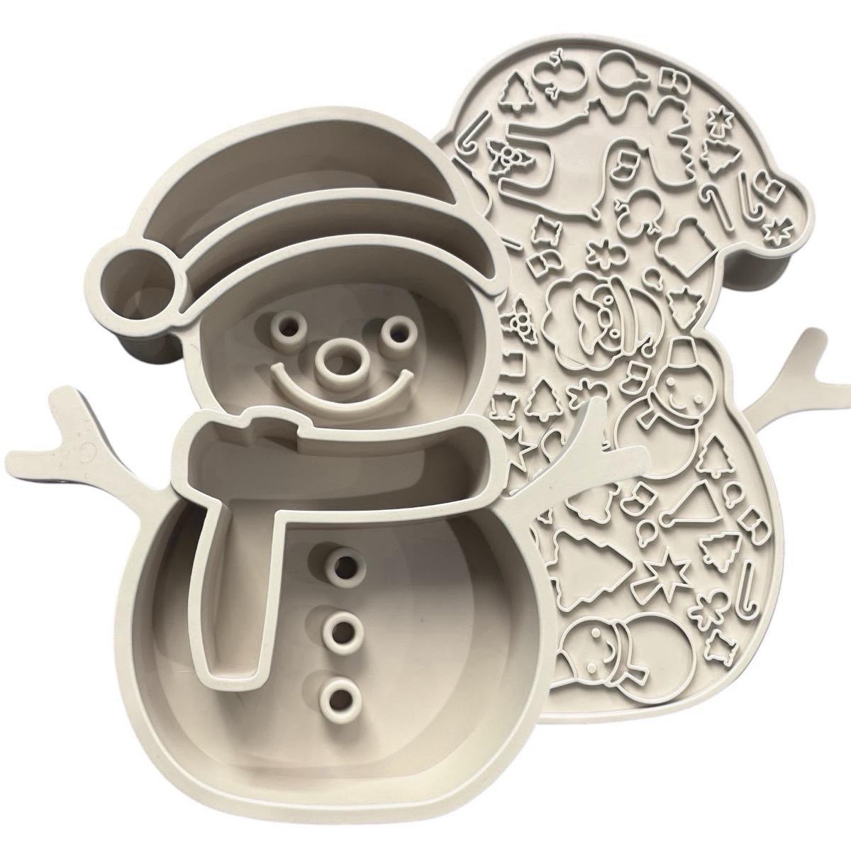 SNOWMAN 2 IN 1 SILICON SLOW FEEDER / LICK MAT ENRICHMENT BOWL