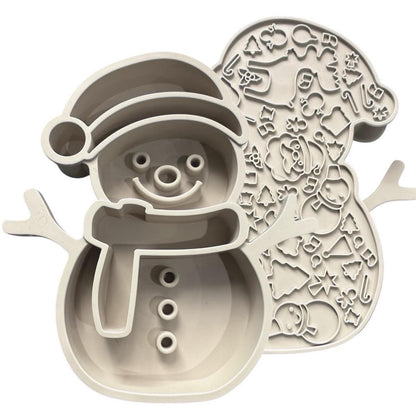 SNOWMAN 2 IN 1 SILICON SLOW FEEDER / LICK MAT ENRICHMENT BOWL