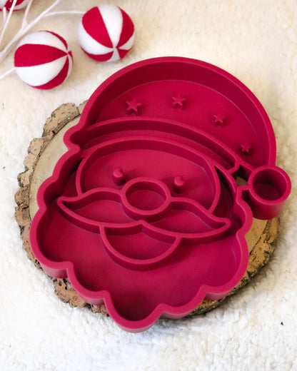 SMILEY SANTA 2 IN 1 SILICON SLOW FEEDER / LICK MAT ENRICHMENT BOWL