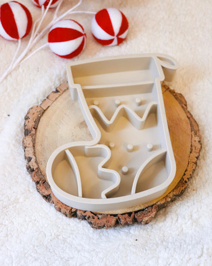 STOCKING 2 IN 1 SILICON SLOW FEEDER / LICK MAT ENRICHMENT BOWL