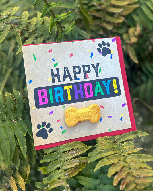 DOG BIRTHDAY GOTCHA DAY CARD WITH DOGGY BISCUIT