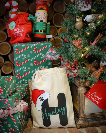 PRE ORDER - SANTA PAWS INITIAL PERSONALISED CHRISTMAS ADVENT BAGS  12 & 25 DAY