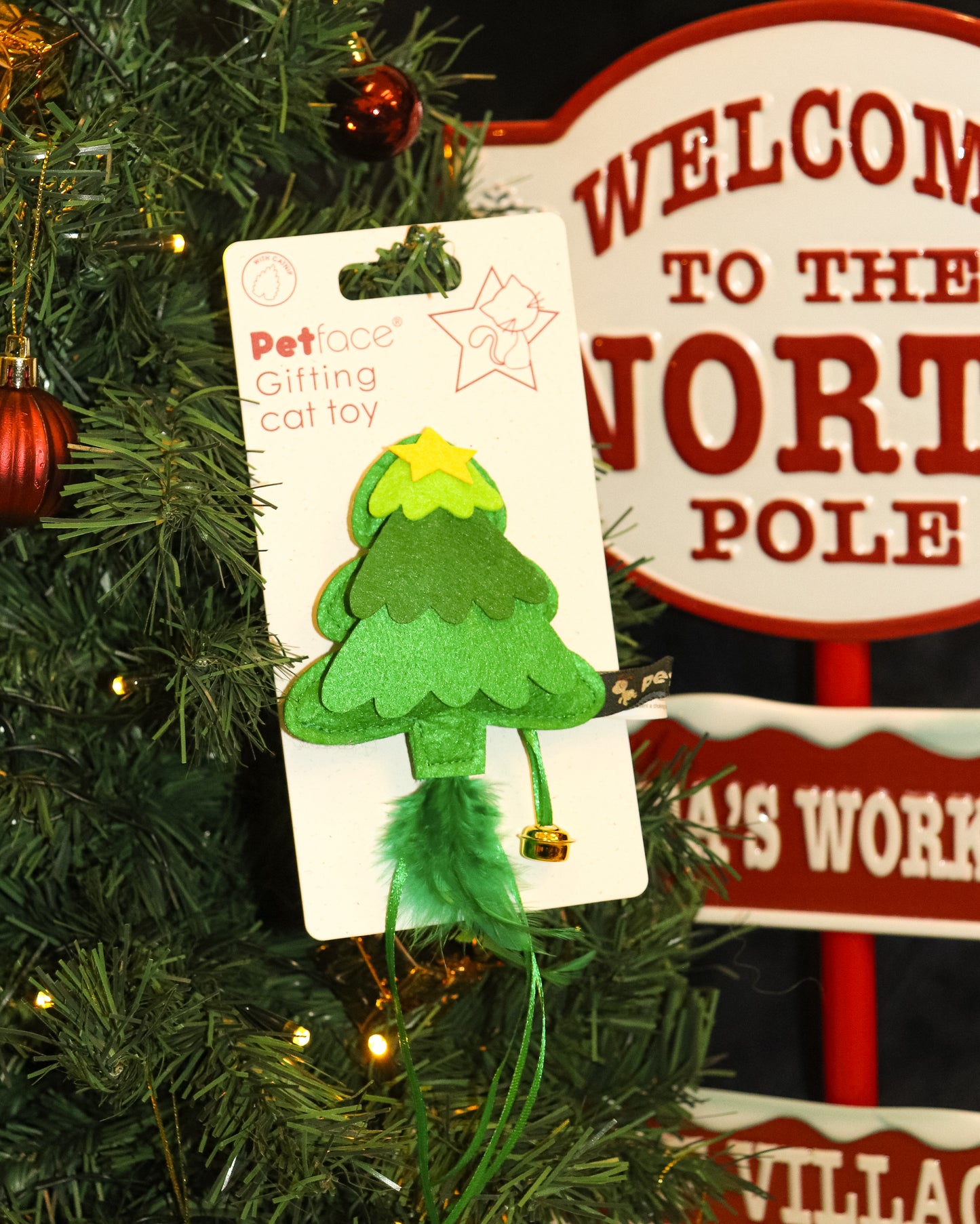 FELT CHRISTMAS CAT TOYS SNOWMAN & TREE