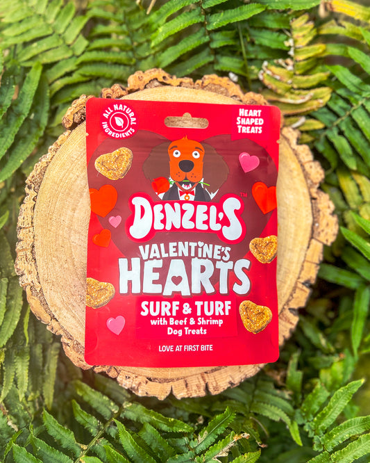 DENZEL’S VALENTINES HEARTS SURF & TURF DOG TREATS
