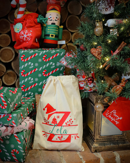 PRE ORDER - VINTAGE INITIAL PERSONALISED CHRISTMAS ADVENT BAGS  12 & 25 DAY