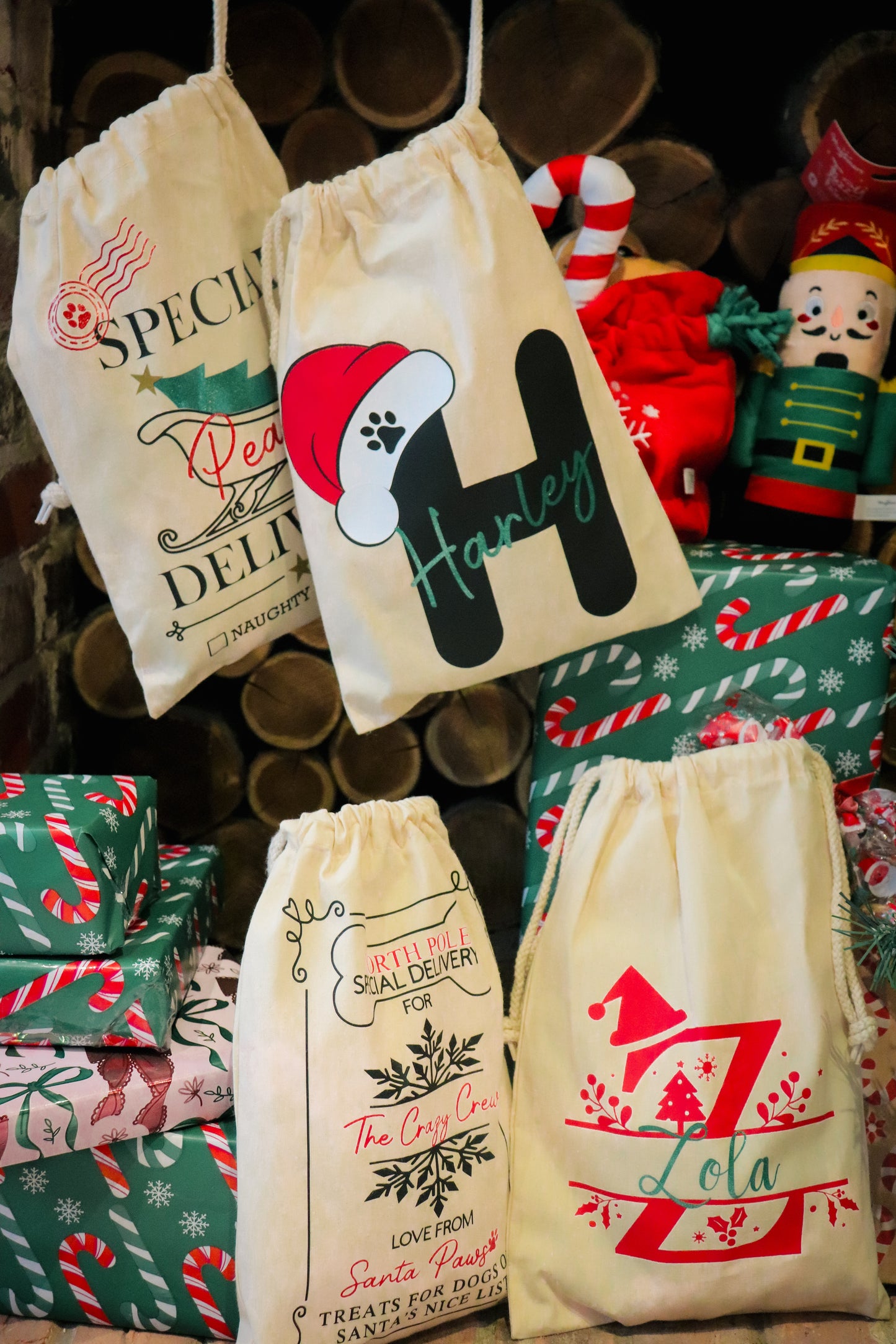 PRE ORDER - VINTAGE INITIAL PERSONALISED CHRISTMAS ADVENT BAGS  12 & 25 DAY