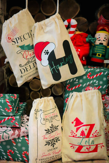 PRE ORDER - VINTAGE INITIAL PERSONALISED CHRISTMAS ADVENT BAGS  12 & 25 DAY