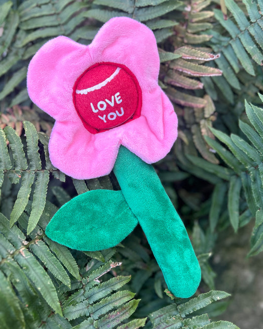 LOVE FLOWER TENNIS BALL CRINKLE PLUSHIE