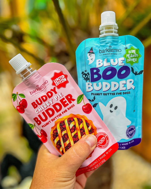 BARK BISTRO AUTUMN/ HALLOWEEN LIMITED ED BOO BUDDER & CHERRY PIE PEANUT BUTTER