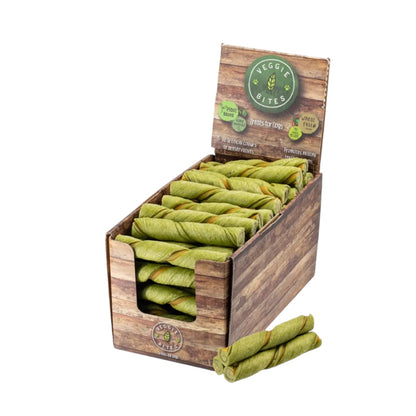 VEGGIE BITES BROCCOLI & SPINACH  PUFFED TWIST STICK CHEW