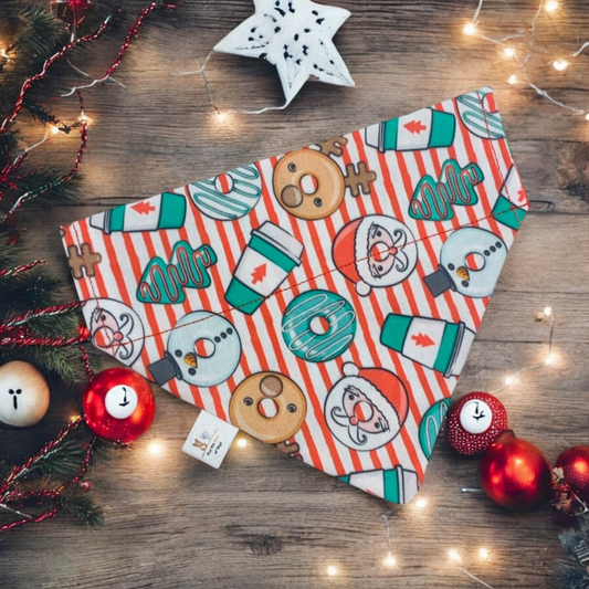 CHRISTMAS DONUTS RED STRIPE BANDANA
